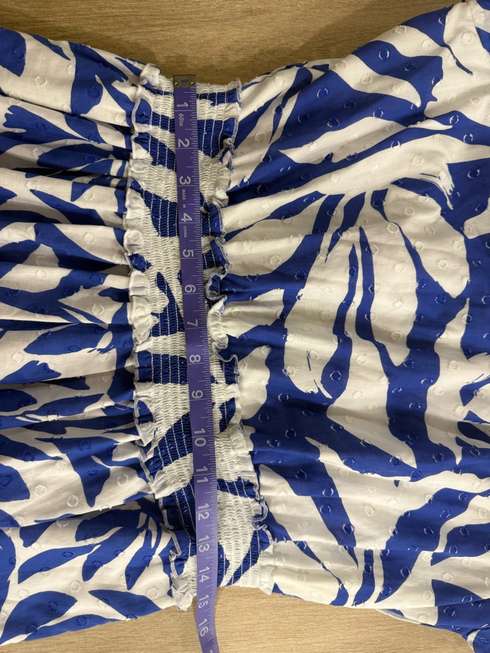 Chico's Flutter Sleeve Blue White Tropical Maxi Dress Size 2 US 12 Cotton Resort - Picture 13 of 15